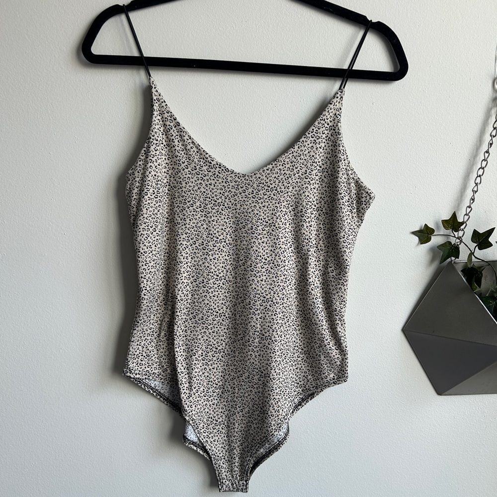 Gaze Cheetah Body Suit. Tank Top Spaghetti Strap. Leopard Body Suit